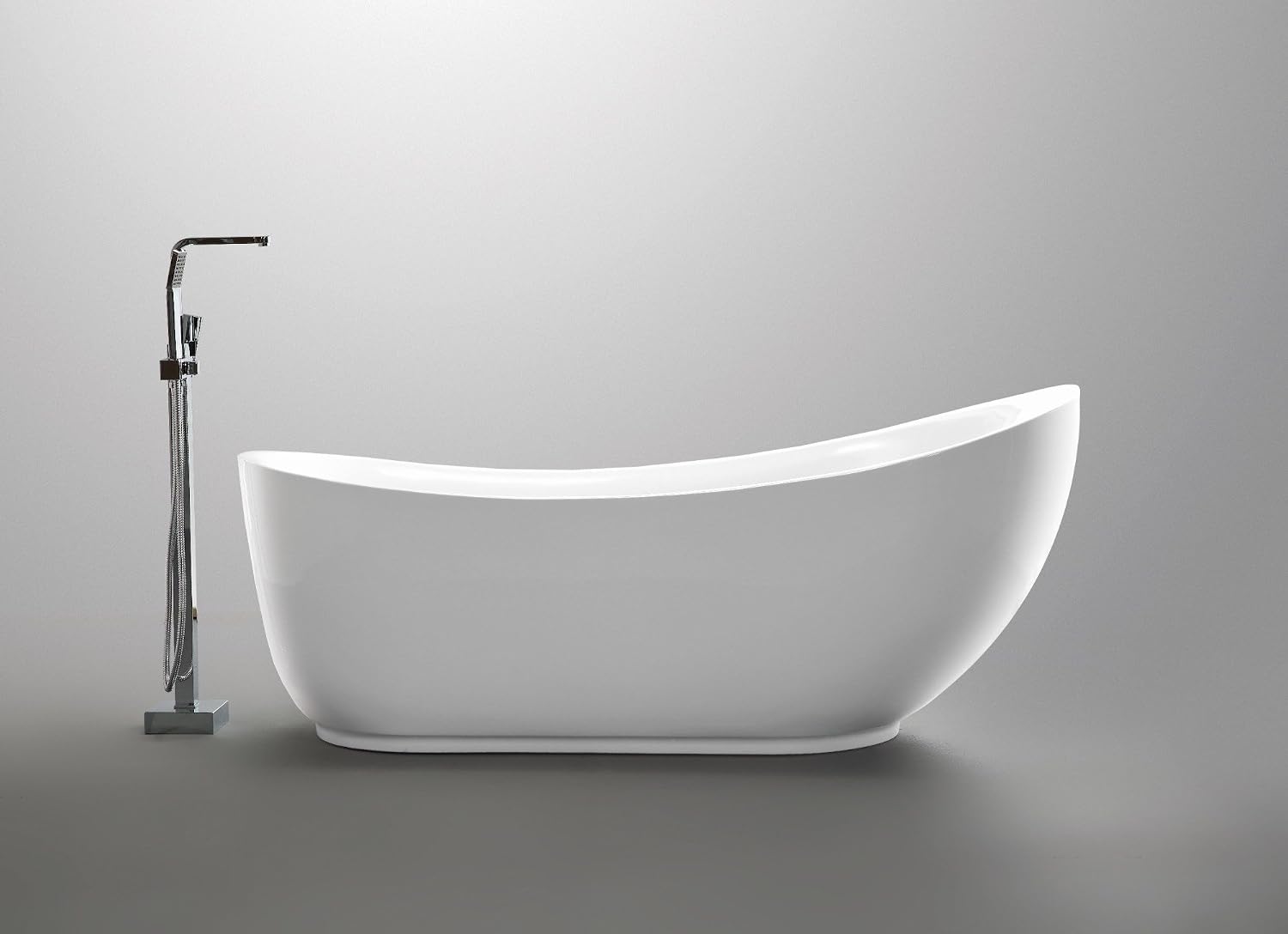 ANZZI Freestanding Bathtub 71 In Acrylic Flat Bottom Soaking Tub Glossy White Talyah Series One Piece Contemporary Design Center Drain High Gloss Finish Deep Soak Comfort Bathroom Fixture | FT-AZ090