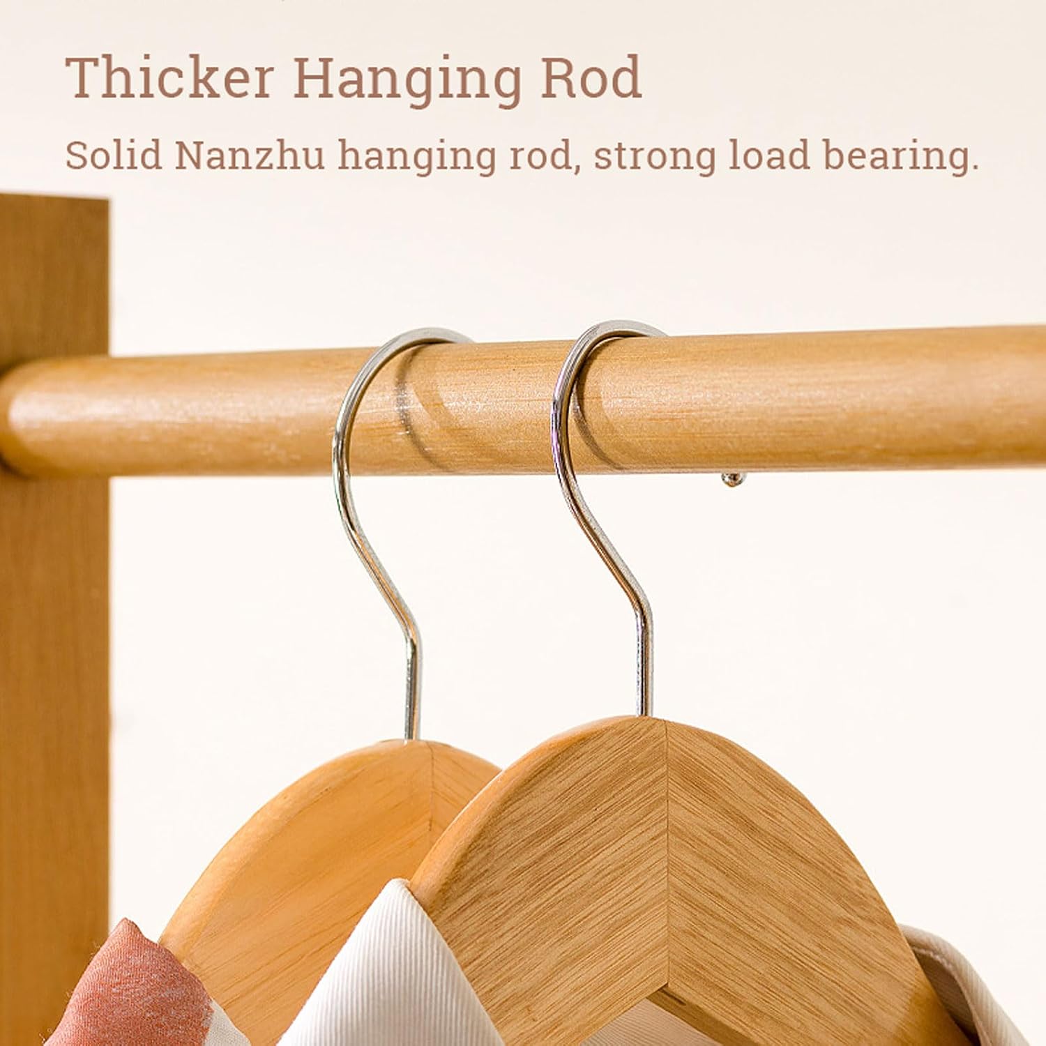 Bamboo Clothes Rack with Storage Cabinet Clothing Hanging Rail, Open Wardrobe Coat Stands Free Standing Garment Rack for Bedroom Living Room Hallway