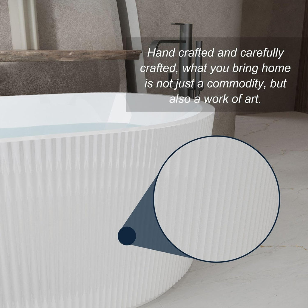 67' Freestanding Bathtub, cUPC Certified Acrylic Soaking Tub with Chrome Overflow & Toe-Tap Drain, Oval Stand Alone Soaker Tub for Modern Bathroom, Glossy White