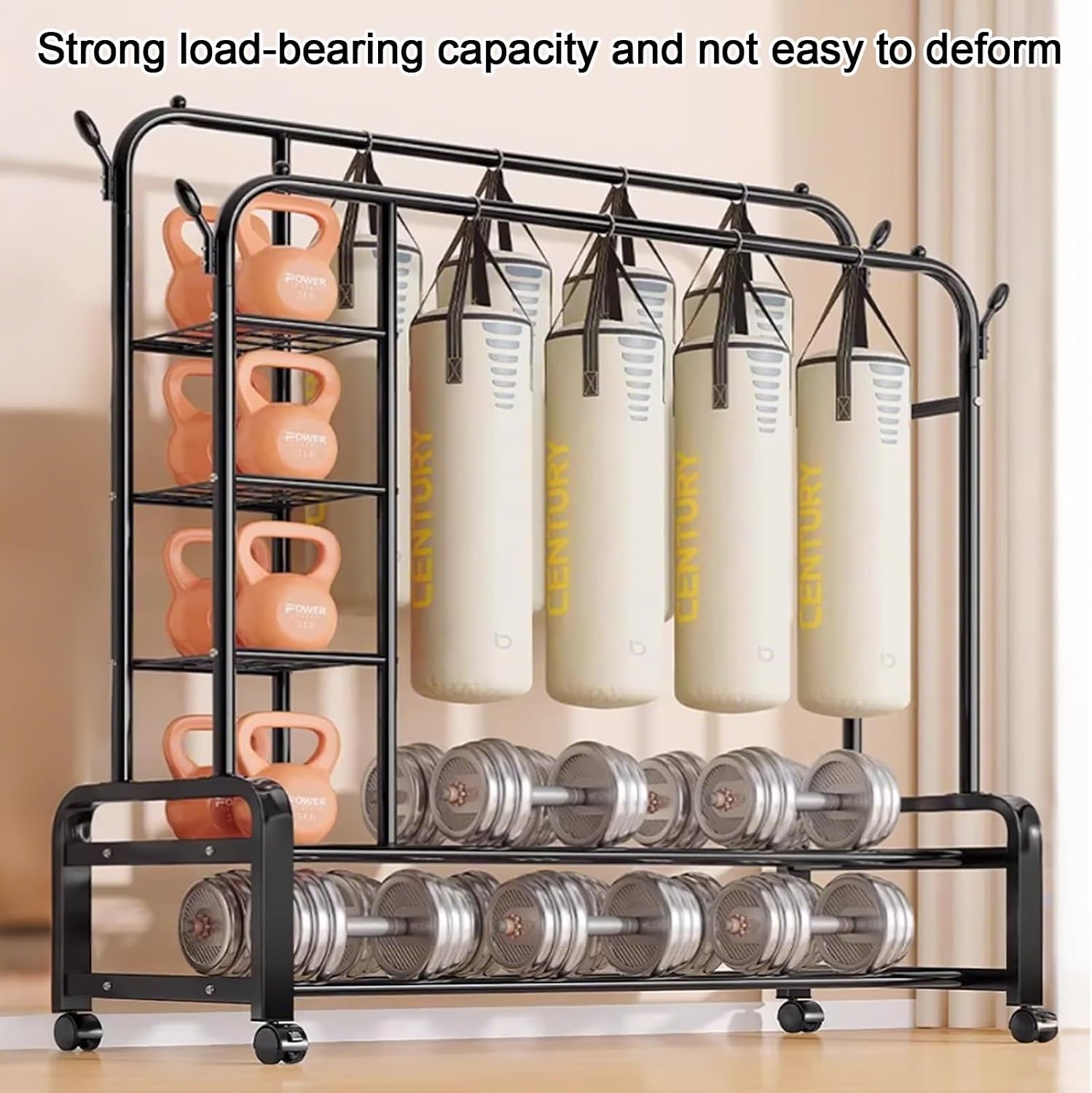 Metal Clothes Rack,Rolling Clothing Racks,Garment Rack With Storage Shelves And Coat/Hat Hooks,Freestanding Clothing Organizer For Bedroom Living Room(130cm/51.2in)