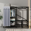 Portable Closet, Free Standing Clothing Rack with Shelf Foldable Design Garment Rack with Grey Cover Clothing Storage Rack for Bedroom Wardrobe, Heavy-duty Portable Closet Load 1100lb(76.8inch/195cmx1