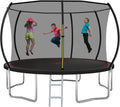 1500LBS 16FT 15FT 14FT 12 FT 10FT 8FT Tranpoline for Kids and Adults with Sprinkler, Lights with Music Speaker, Socks, Water Ball, Heavy Duty Outdoor Tranpoline with Net Enclosure and Ladder