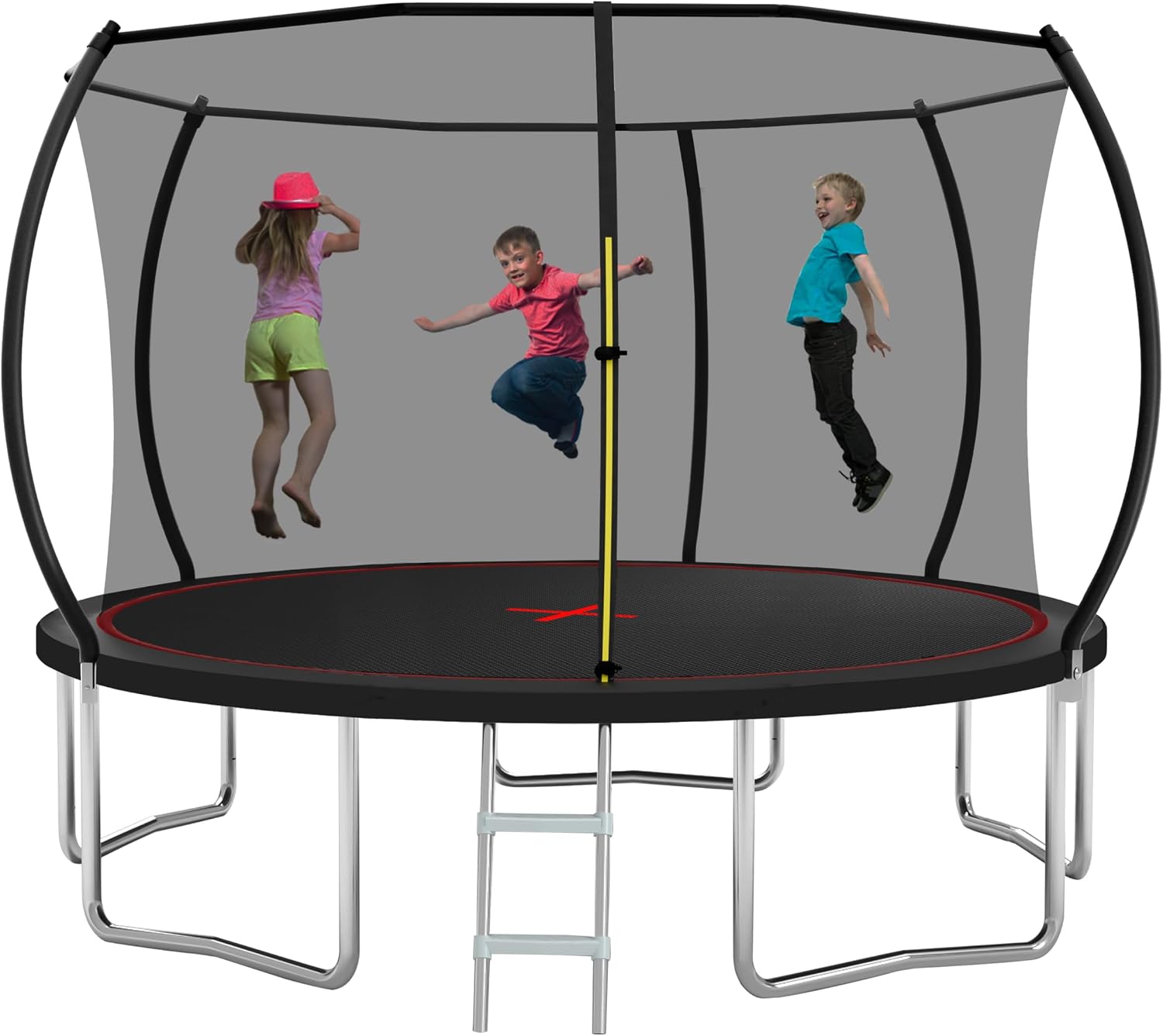 1500LBS 16FT 15FT 14FT 12 FT 10FT 8FT Tranpoline for Kids and Adults with Sprinkler, Lights with Music Speaker, Socks, Water Ball, Heavy Duty Outdoor Tranpoline with Net Enclosure and Ladder