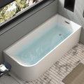 67 x 28 inch Corner Freestanding Tub Right Drain, Modern Stand Alone Deep Soaking Acrylic Bathtub with Right Hand Drain & Overflow, 67' L x 28-3/4' W Glossy White, Saving Space