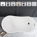 Vanity Art 55 x 28 Inch White Acrylic Freestanding Bathtub | Contemporary Design Soaking Tub with Pop-up Drain and Overflow Included, UPC Certified, VA6531-MB