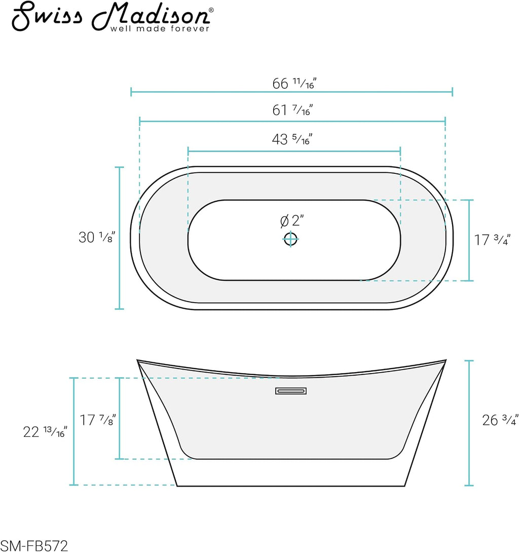 Swiss Madison SM-FB572 Ivy 67' Oval Bathtub