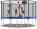 Tranpoline 10FT 12FT 14FT 16FT Tranpoline for Kids with Safety Enclosure Net Recreational Tranpoline for Adults ASTM Approval Backyard Outdoor Tranpoline with Basketball Hoop