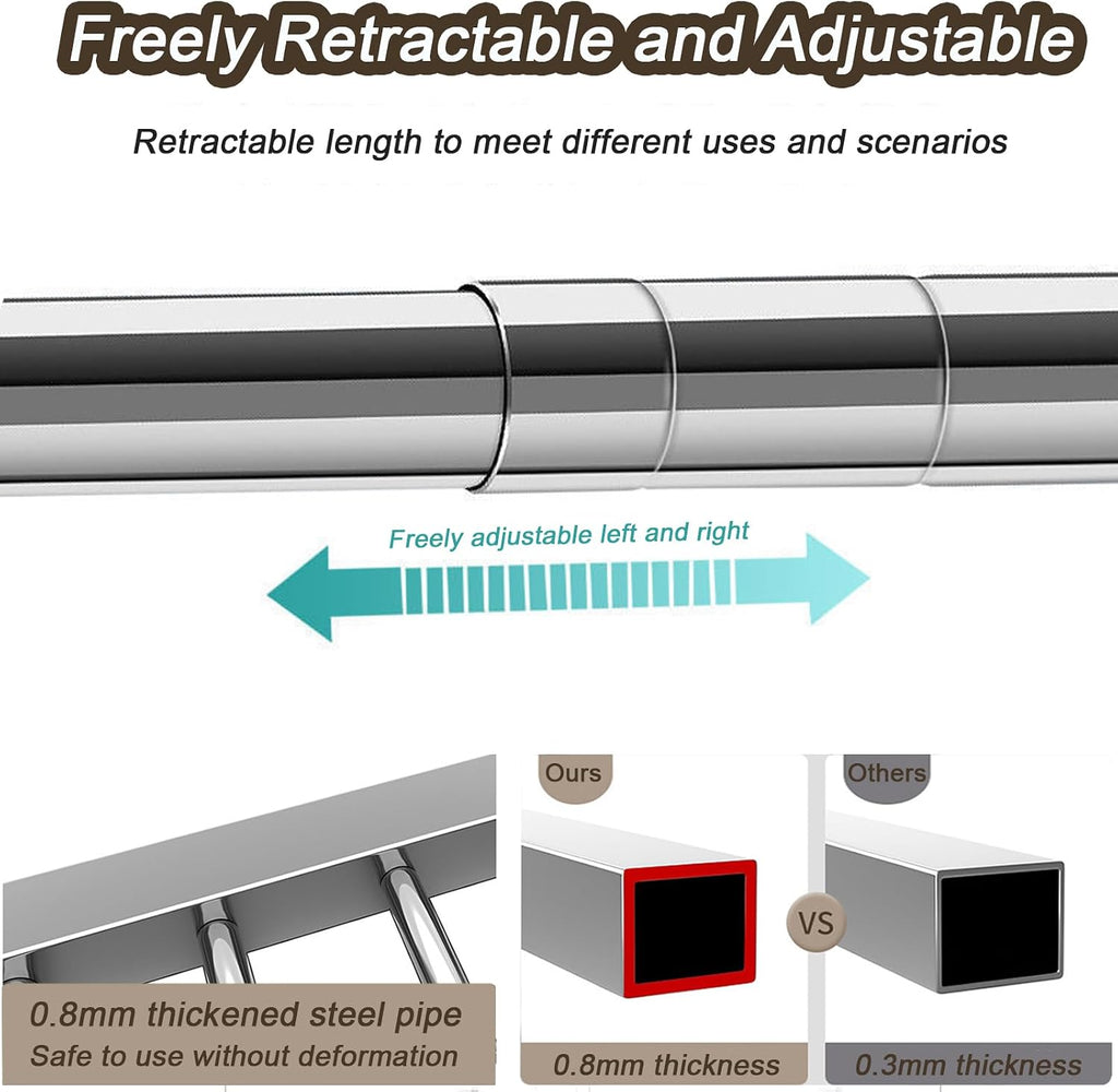 94in Drying Rack Clothing Foldable - Retractable Clothes Racks for Hanging Clothes - Stainless Steel Laundry Drying Rack with Wheels - Collapsible Garment Rack Free Installed