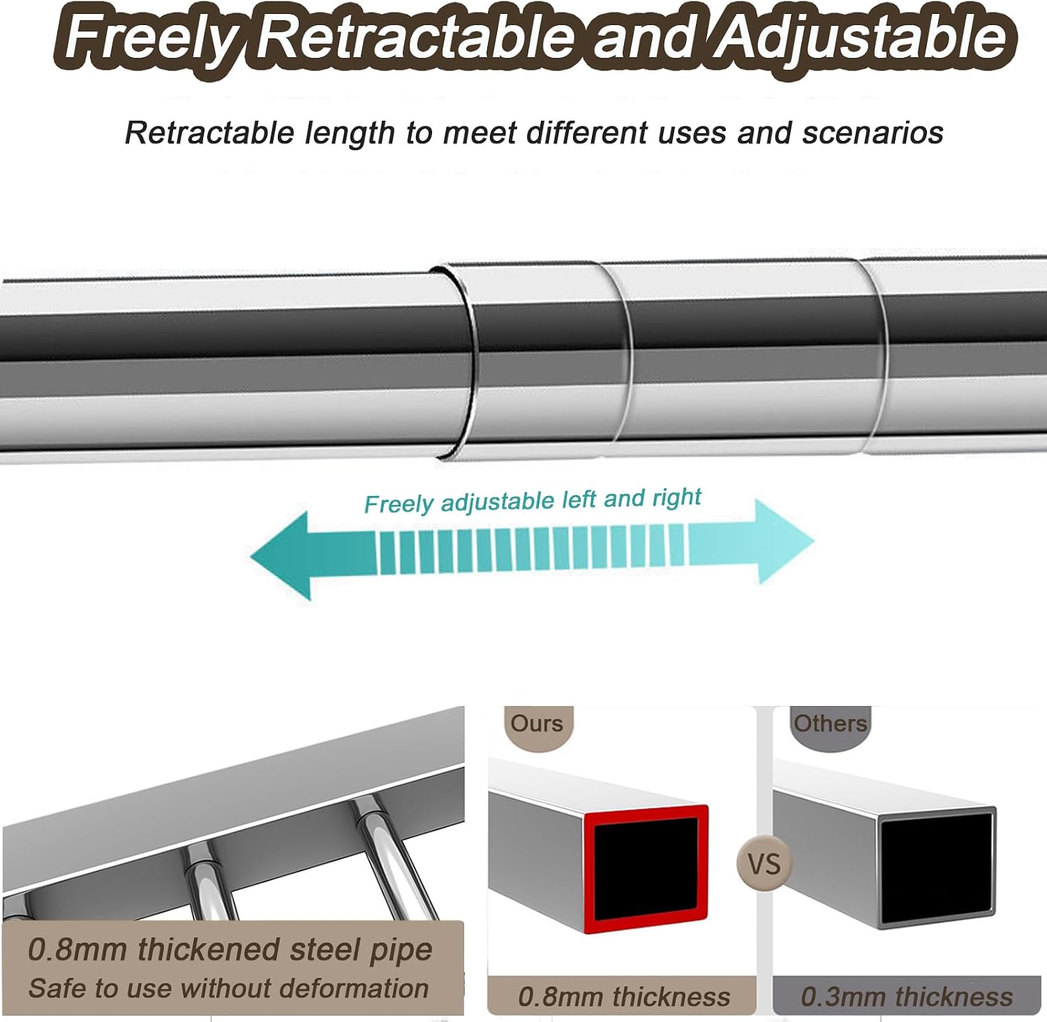 Hanging Clothes Rack Retractable - Collapsible Clothing Rack - X-Shaped Stainless Steel Laundry Drying Rack - Free Standing Clothes Rack with Non-Slip Feet,2.4m/95in