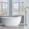 Woodbridge 59' Acrylic Freestanding Bathtub Contemporary Soaking Tub with Brushed Nickel Overflow and Drain BTA1530,With Brushed Nickel-Faucet F0001BN (BTA1530+ F-0001)