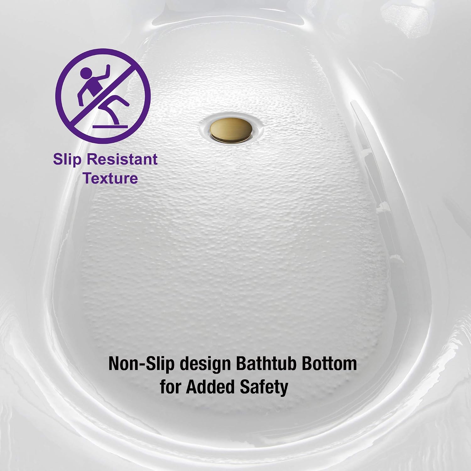 WOODBRIDGE 59'Freestanding White Acylic Soaking Bathtub with Brushed Gold Drain and Overflow,BTA1516 -BG-Drain &O