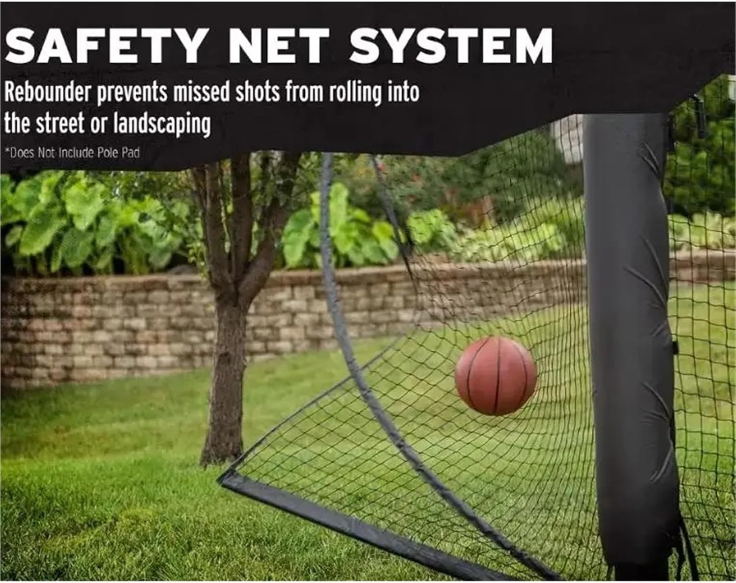 Basketball Yard Guard Defensive Net System Rebounder with Foldable Net Basketball Rebounder Net for Baseball, Softball, Lacrosse, Soccer, Basketba