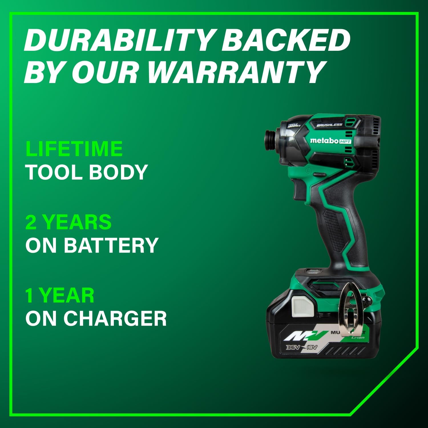 Metabo HPT 36V MultiVolt™ Cordless Triple Hammer BOLT Impact Driver Kit, High Torque Impact Driver with Case, 2 MultiVolt Batteries, 1/4-Inch Chuck, Compact Lightweight Power Tool, WH36DC