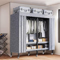 Metal Mobile Clothes Drying Rack - Fabric Wardrobe Closet, With Cover And Wheels Collapsible Clothes Rack, Heavy Duty Portable Wardrobe Closet, For Hanging Clothes Coat Storage Organizer(Size:125*52*1