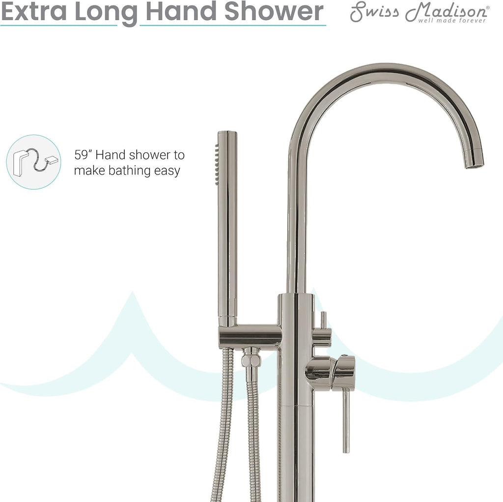 Swiss Madison Well Made Forever SM-FF11BN Ivy Freestanding Bathtub Faucet in Brushed Nickel