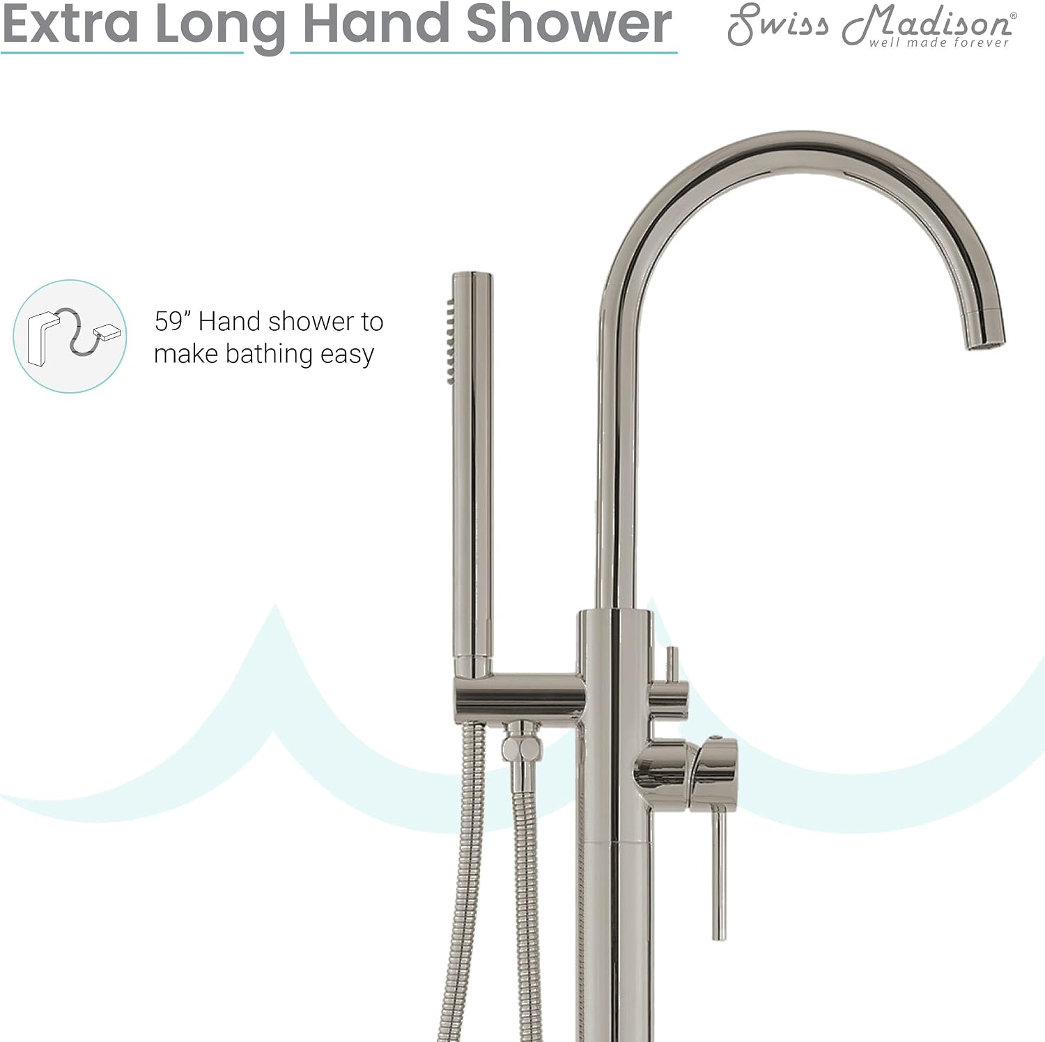 Swiss Madison Well Made Forever SM-FF11BN Ivy Freestanding Bathtub Faucet in Brushed Nickel
