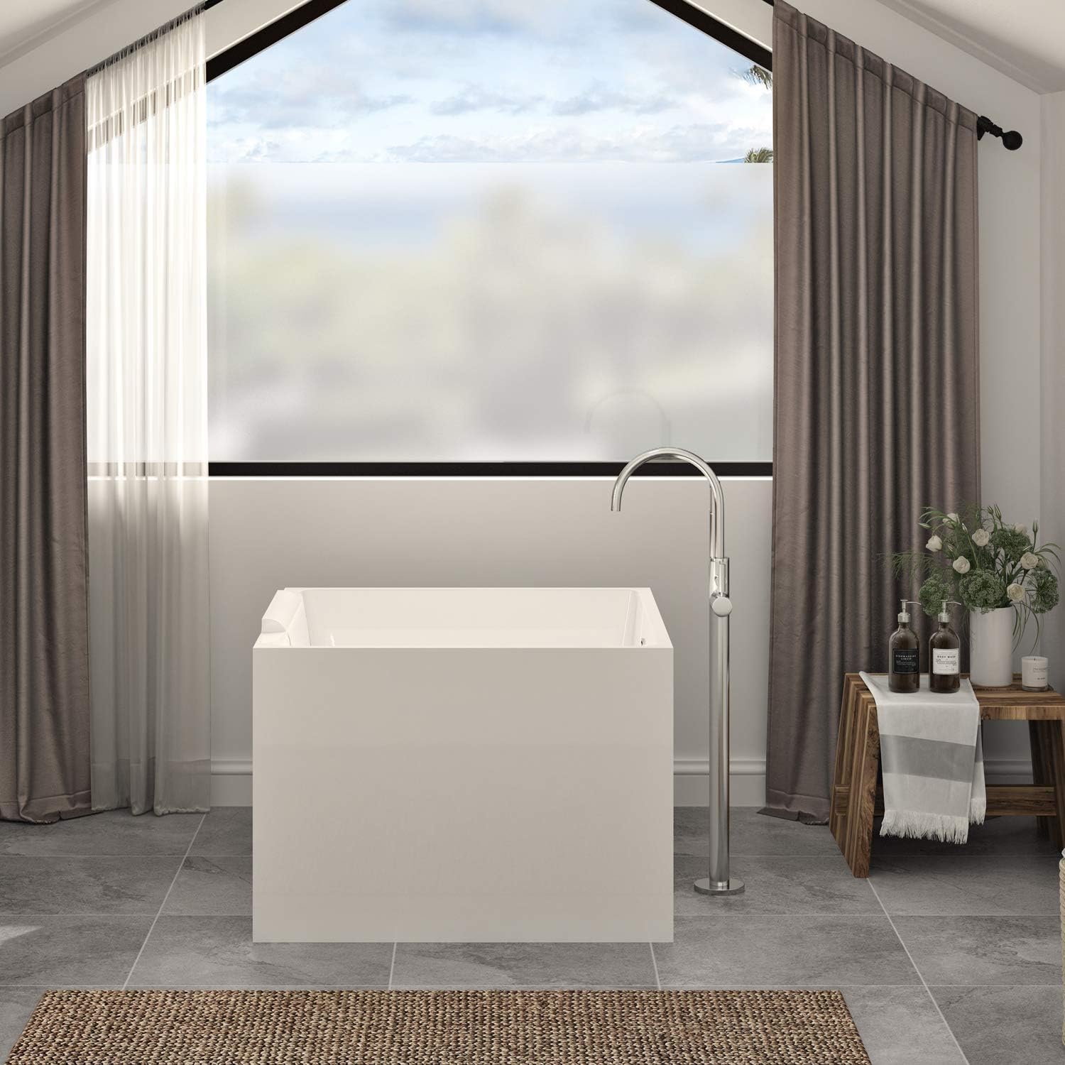 HEATGENE 39' Acrylic Freestanding Bathtub Contemporary Soaking Tub Easy to Install UPC Certified Chrome Drain & Overflow Assembly Included