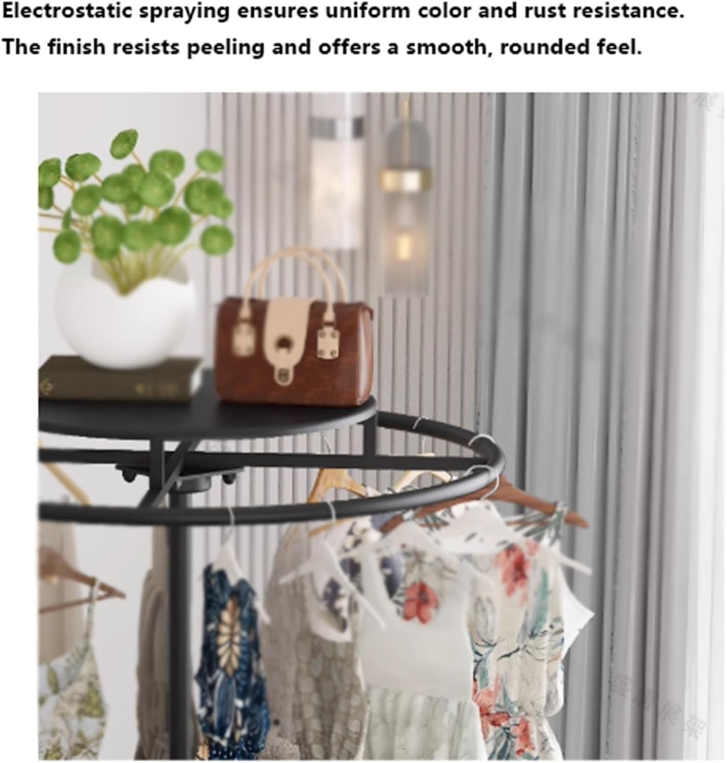 Commercial Round Garment Rack, Metal, 360° Rotating, Freestanding Hanging Clothing Display Stand, Heavy Duty, for Bedrooms, Living Rooms(Black,60 * 135cm)