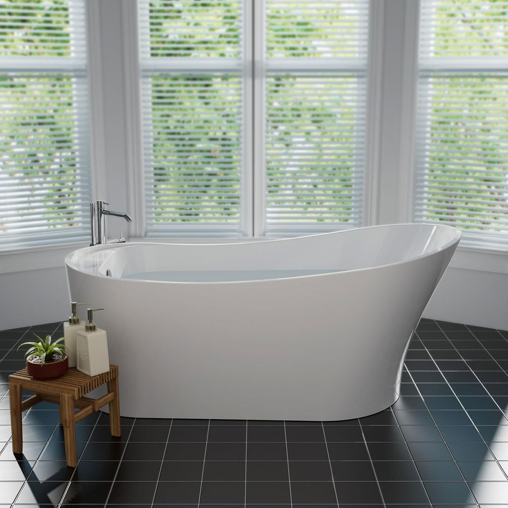 Empava 67' Luxury Stand Alone Acrylic Soaking SPA Tub Modern Freestanding Bathtubs with Custom Contemporary Design EMPV-FT1528