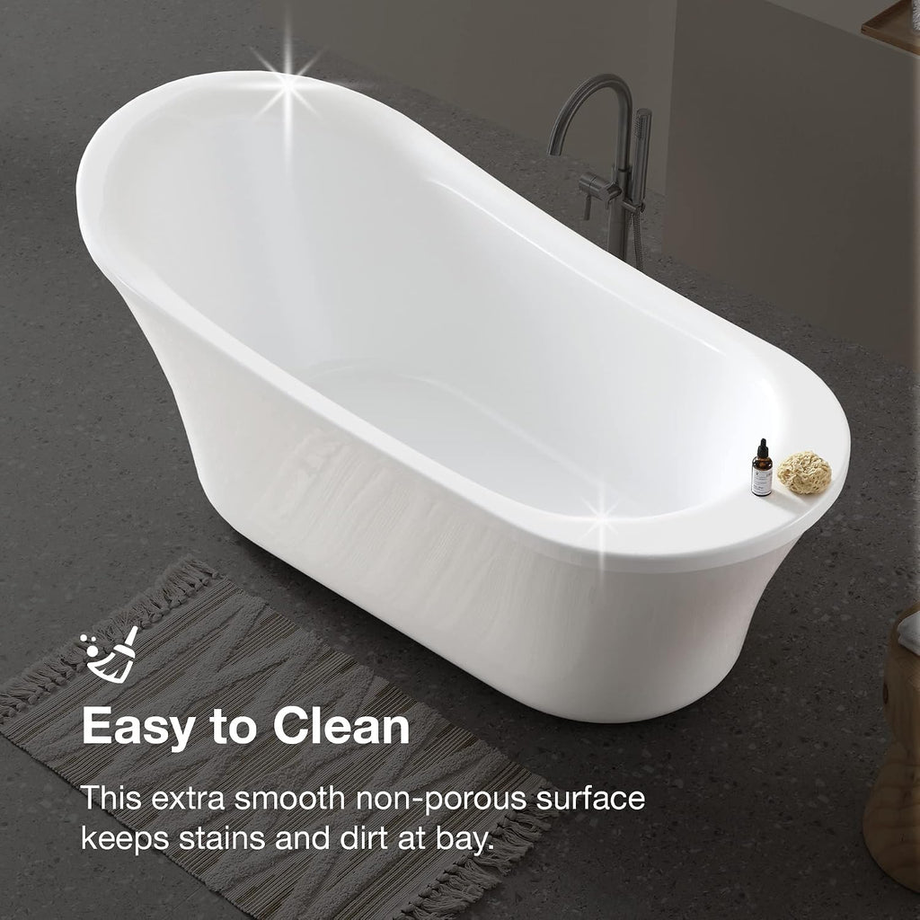 OVE Decors Skylar 34.25-in W x 71-in L Gloss White Acrylic Oval In Rectangle Front Center Drain