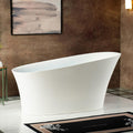 WOODBRIDGE 59 in. x 29.5 in. Stone Resin Luxury Contemporary Solid Surface Freestanding Bathtub in Matte White