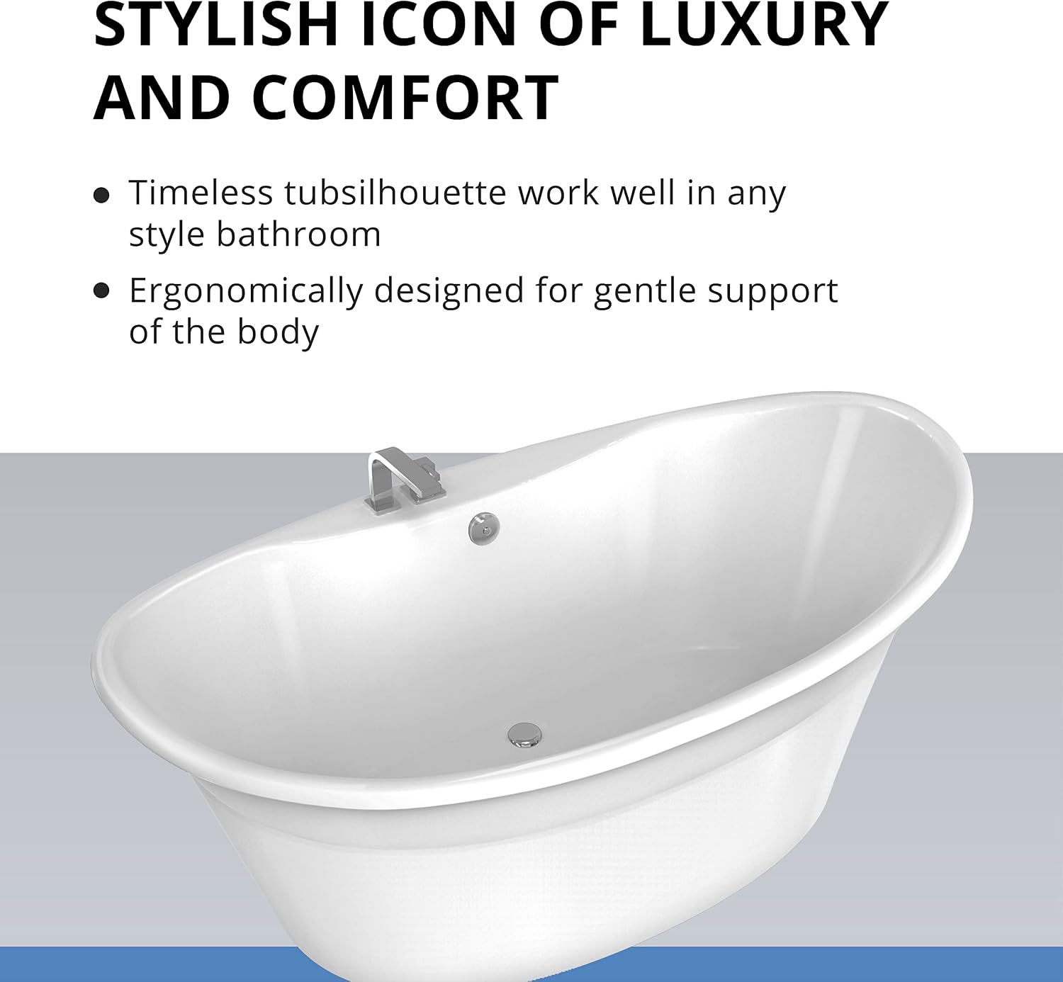 DreamLine Montego 66 inch L x 27 inch H White Acrylic Freestanding Bathtub