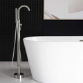 Woodbridge F0001 BN Freestanding Tub Filler Bathtub Brushed Nickel Floor Mount Brass Bathroom Faucets with Hand Shower