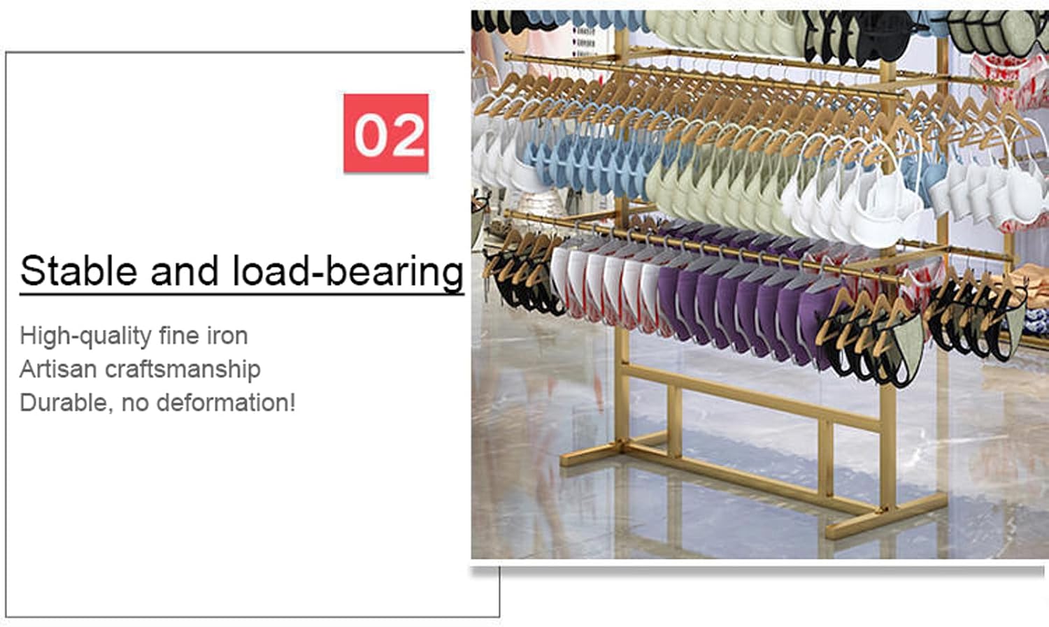 Heavy Duty Garment Rack Underwear Display Rack Organizer, Free Standing Metal Clothes Rack Storage Clothing Rack for Hanging Clothes, for Bag Skirts Socks Underwear Br