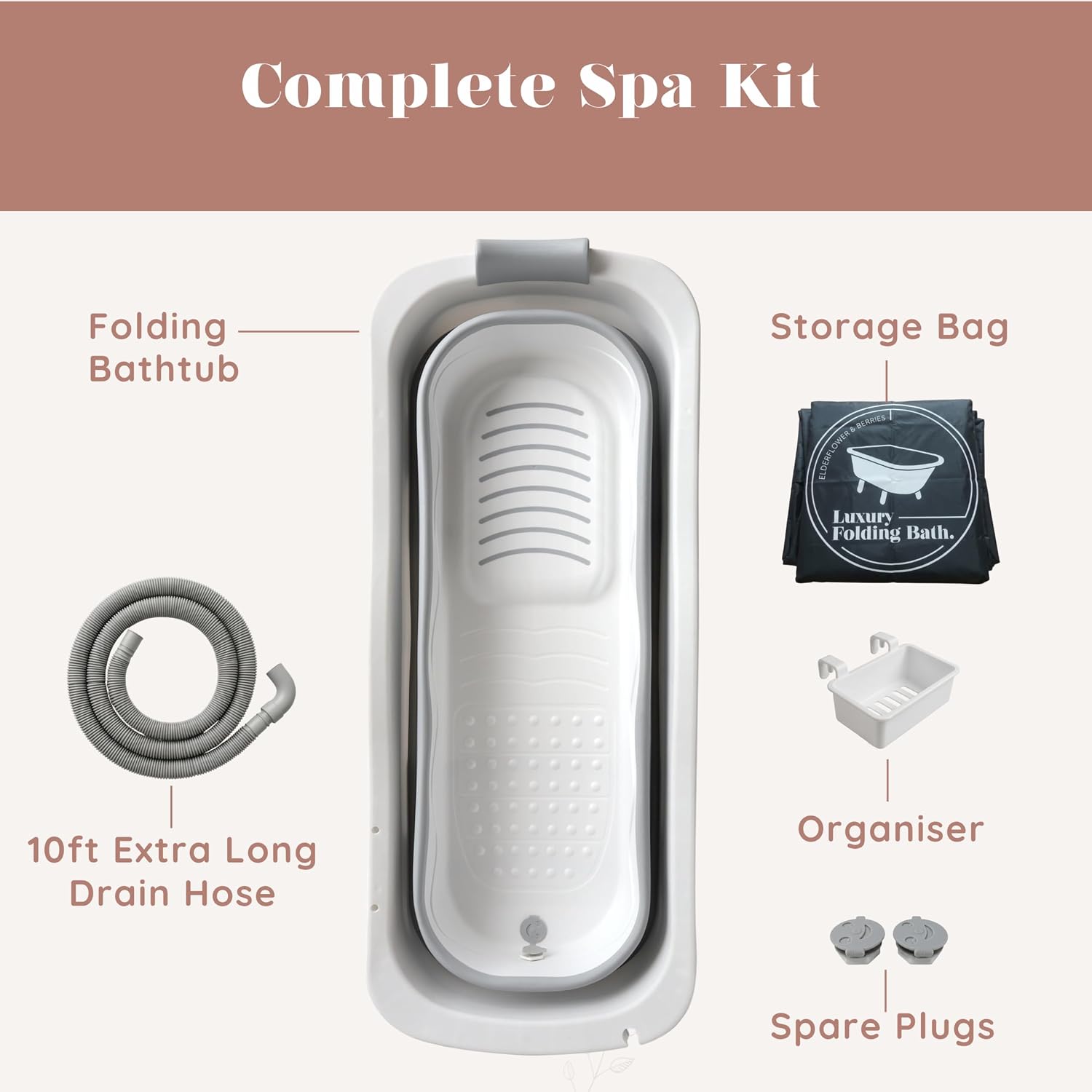 Portable Bathtub for Adult- Extra Large 56' Foldable Collapsible tub. Ergonomically Designed for the Ultimate Relaxing Soaking Bath, Ice Bath. Ideal for Small Spaces, Quick, Effortless Folding Bathtub