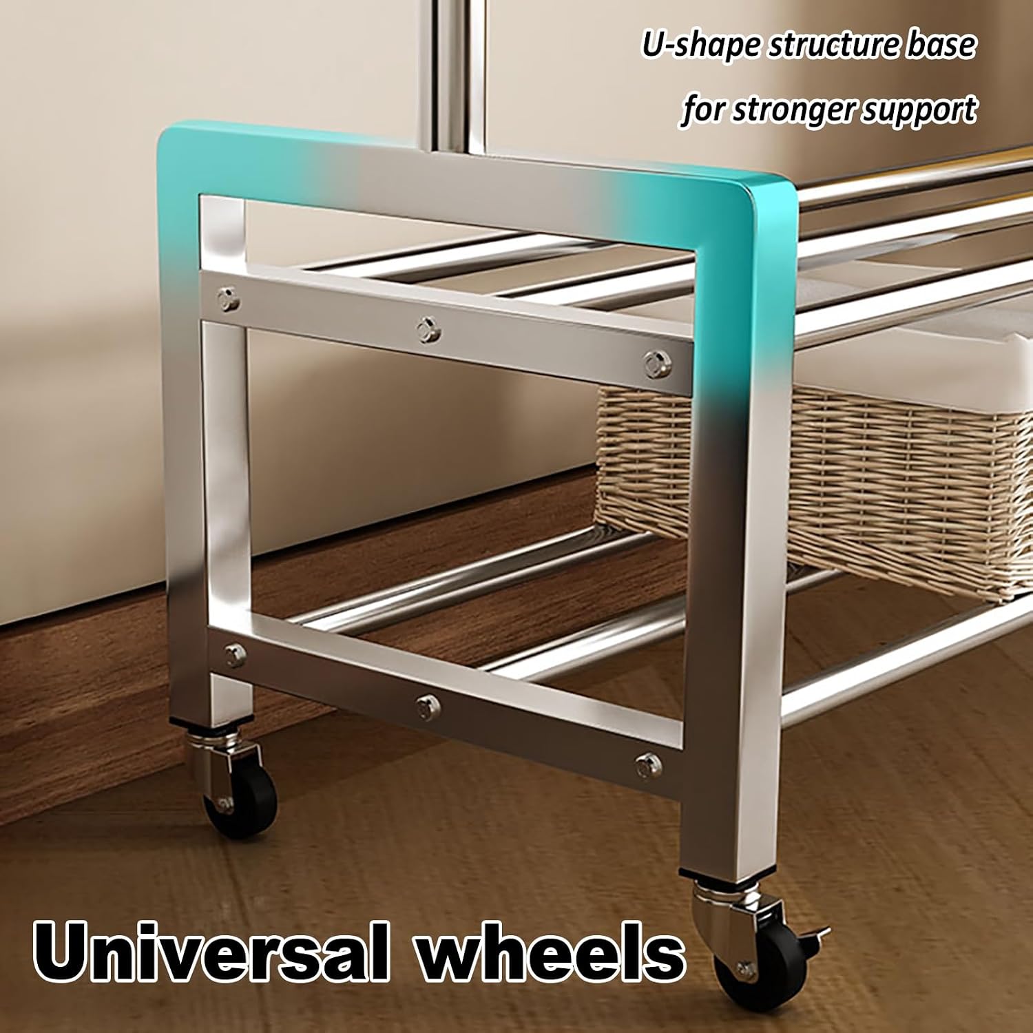 Heavy Duty Clothes Rack, Metal Garment Rack On Wheels, Rolling Portable Wardrobe Racks With Mesh Shelves For Hanging Clothes, Silver(80cm/31.5in)