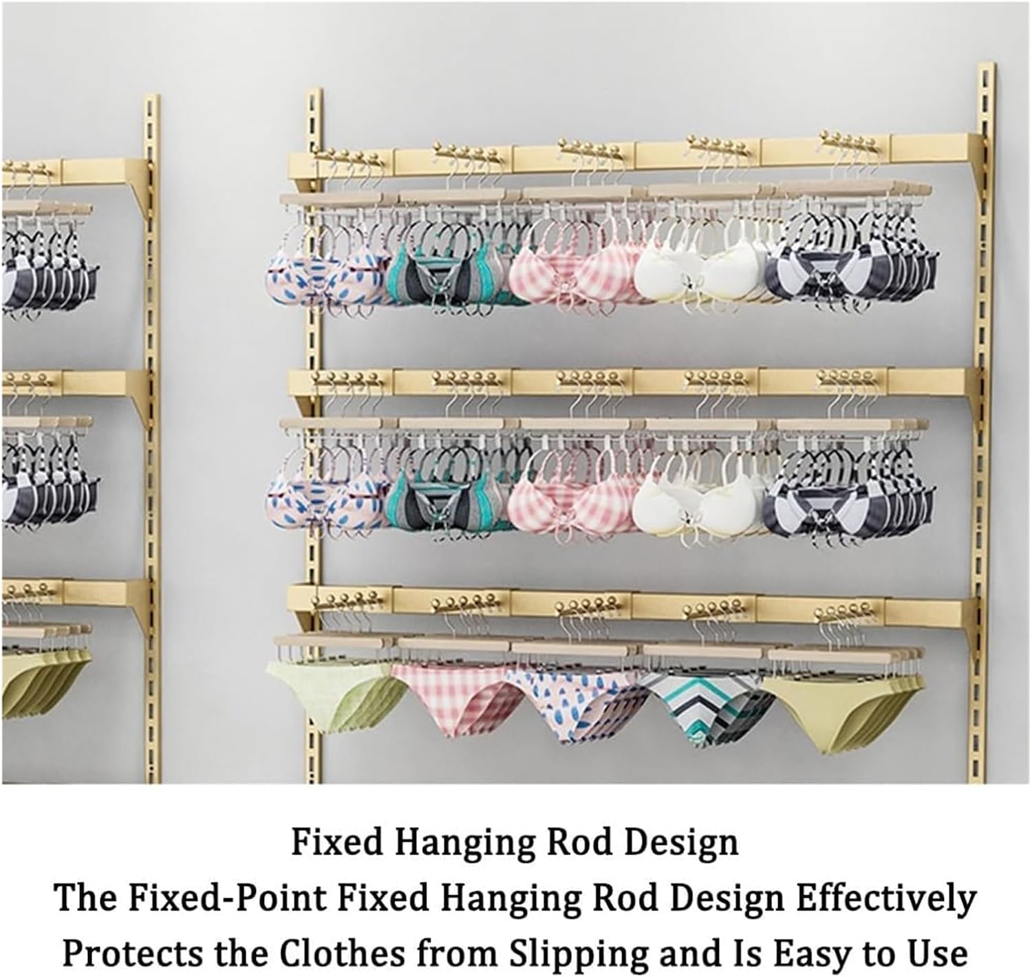 Clothes Rail Garment Rack 5 Tiers Wall Mounted Underwear Store Bra Display Rack, Socks Organizer Display Stand, Metal Storage Rack for Retail Stores/Farmers Markets(Wh