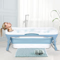 Portable Bathtub Portable Tub for Adults, 56' Foldable Bathtub for Adults Free Standing Tub for Shower, Ice Bath, Sitz Bath, Freestanding Bathtubs with Neck Pillow Blue