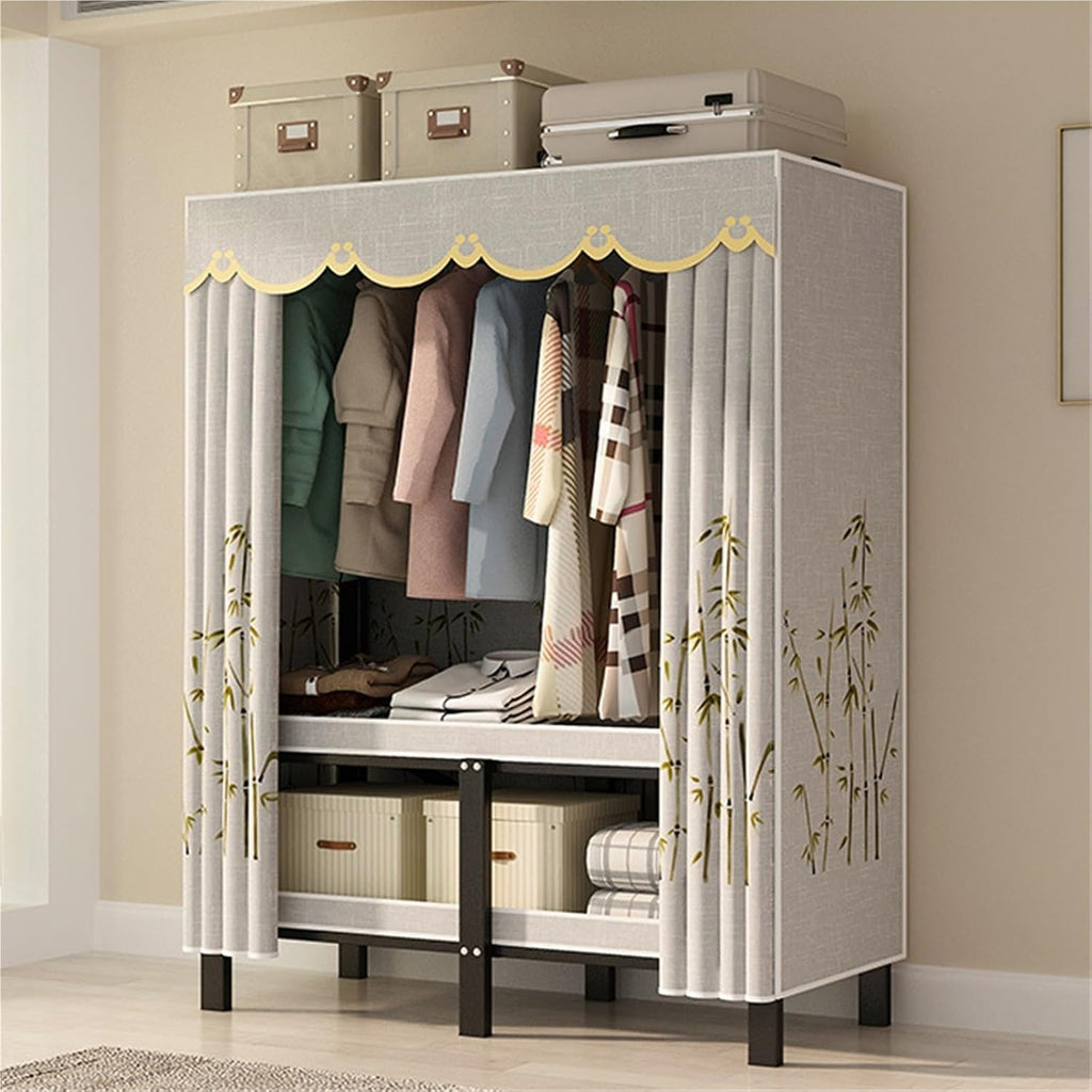 Heavy Duty Portable Closet, Portable Closet Rack,Foldable Wardrobe Closet With Cover,Freestanding Clothing Rack,Closet Organizer System,for Bedrooms, Apartments, Rental Properties(110CM)
