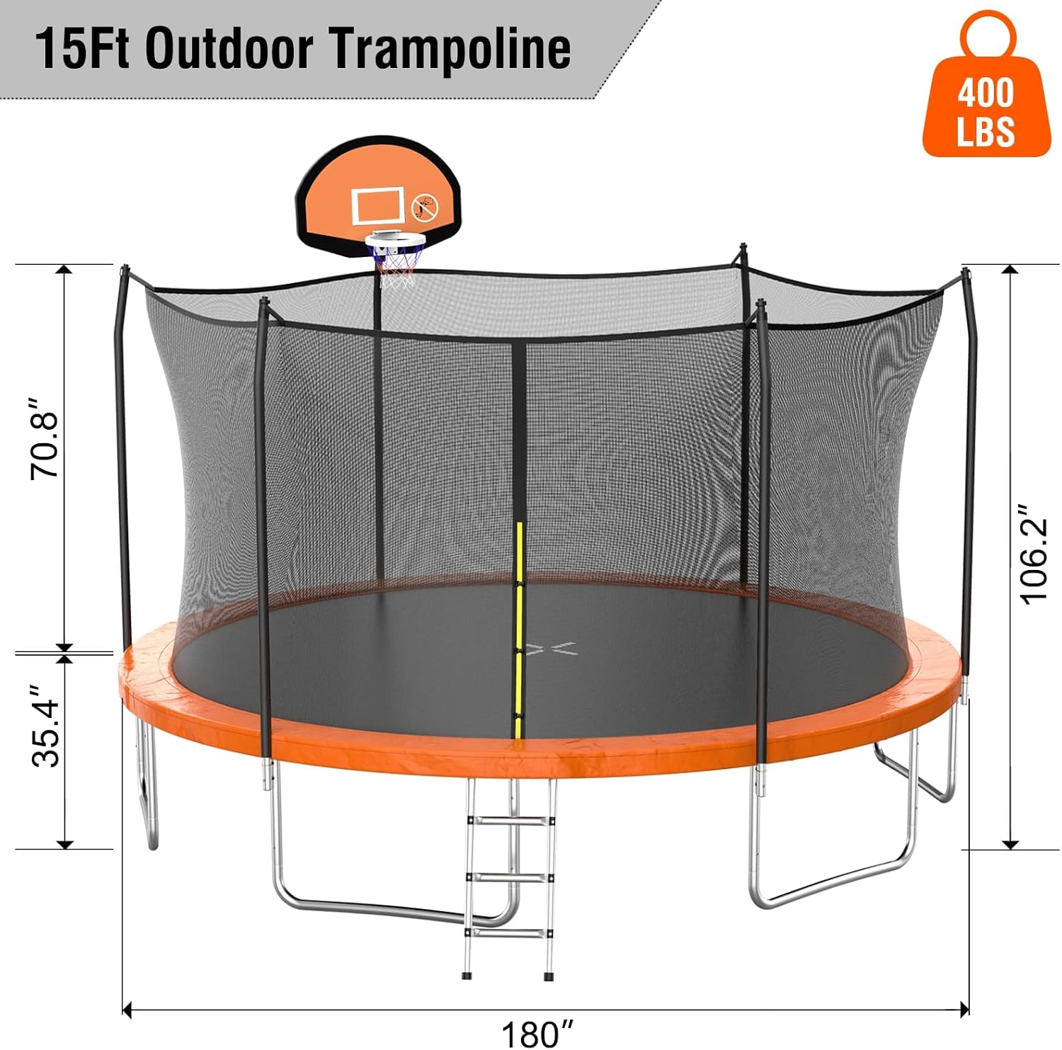 SKOK Trampoline for Kids,400LBS Outdoor Trampoline with Net-ASTM Approved Trampoline for Children and Adults