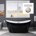 WOODBRIDGE 59' Acrylic Freestanding Bathtub Contemporary Soaking Tub, Black Acrylic(Brushed Nickel Drain/Overflow),BTA1816-BN