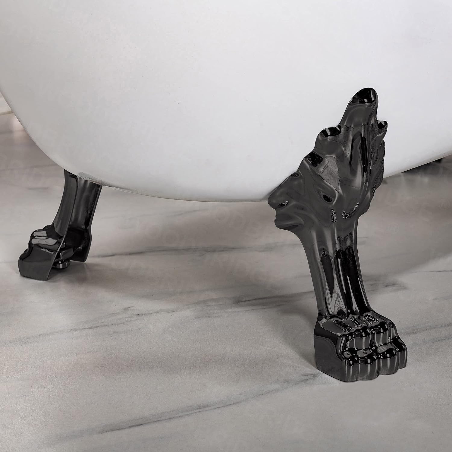 WOODBRIDGE 59' Heavy Duty Acrylic Slipper Clawfoot Bath Tub with Matte Black Feet + Matte Black Drain &Overflow