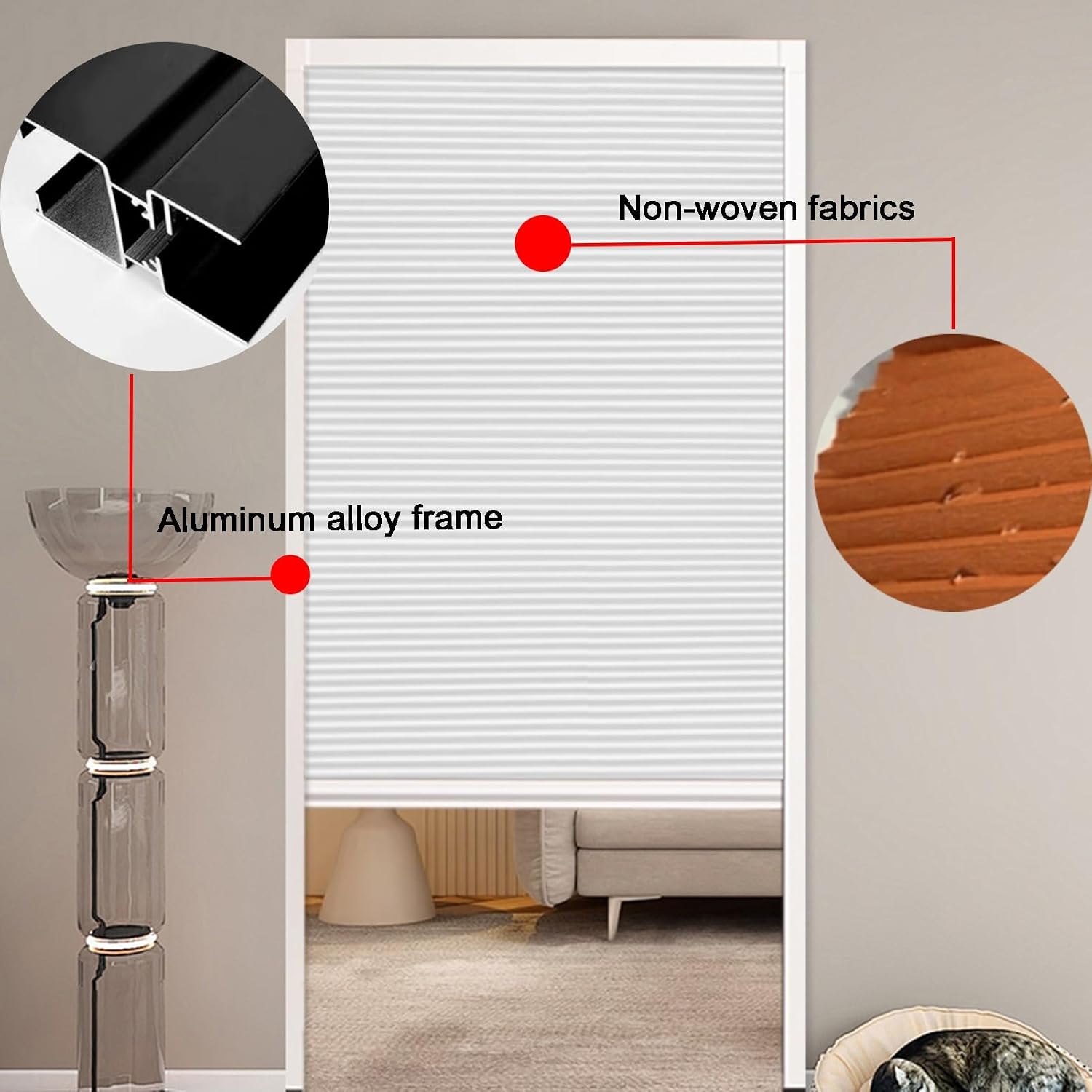 Interior Accordion Door, Sliding Closet Door with Aluminum Frame, Top Down Bottom Hallways Temporary Door for Bedroom, Bathroom(Yellow,160x180cm)