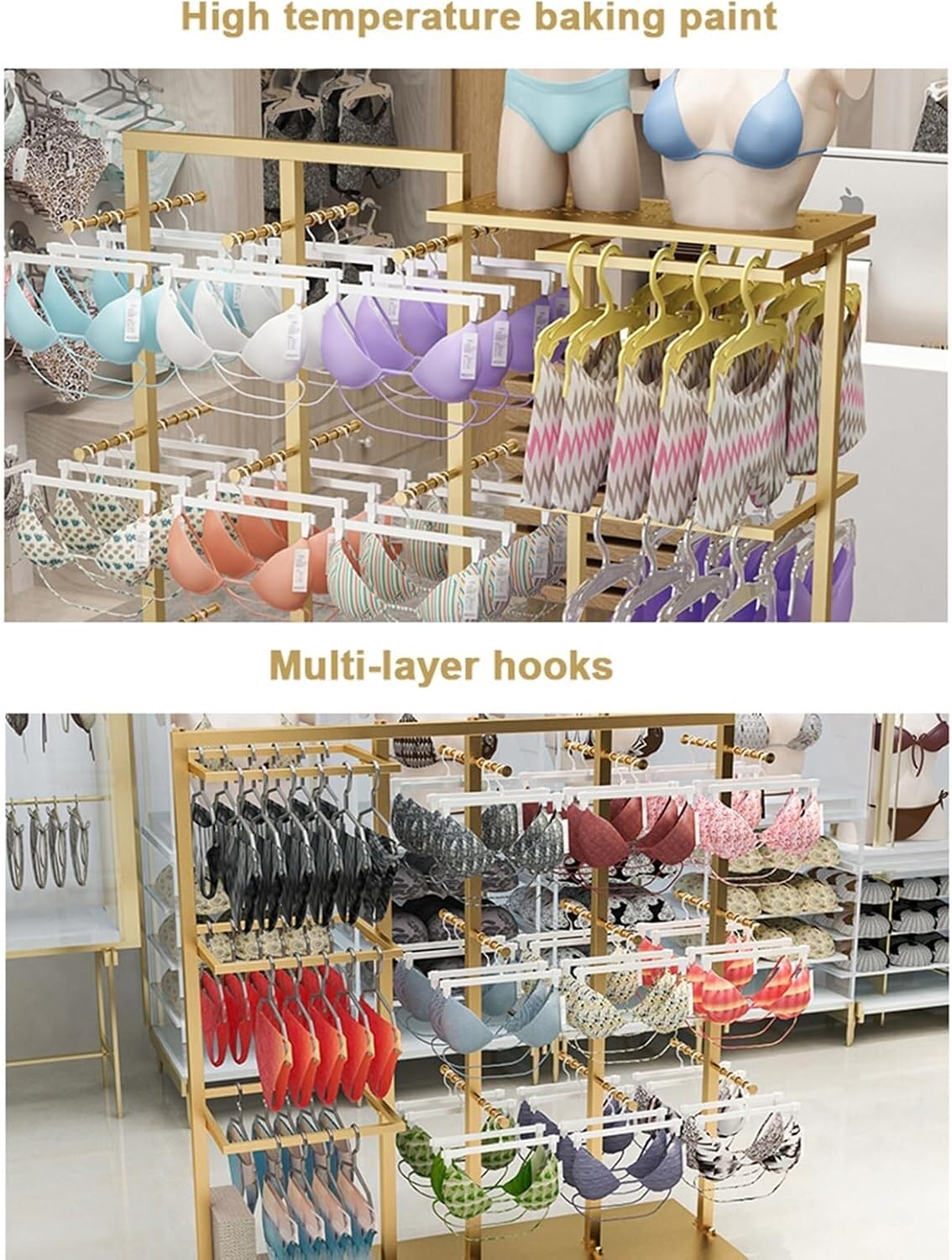 Customize what you need Freestanding Clothing Store Organizer Rack, Underwear Rack, Retail Store Scarf Panty Shorts Bra Hijab Silk Shawl Display Stand for Bouti(Black a 130X40X130CM)