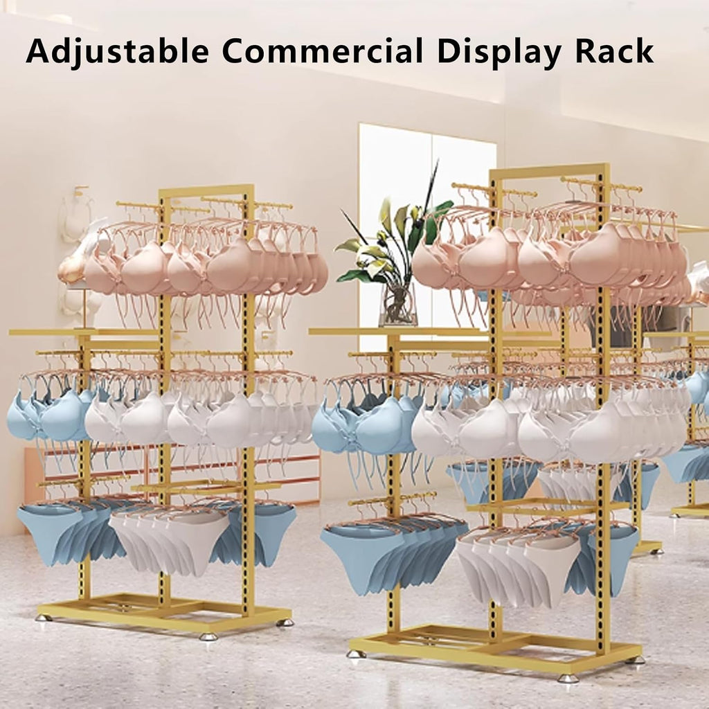 Retail Store Garment Rack Clothing Hanger,Freestanding Underwear Panty Rack,Lingerie Display Rack for Bra Shorts Jewelry(Silver)