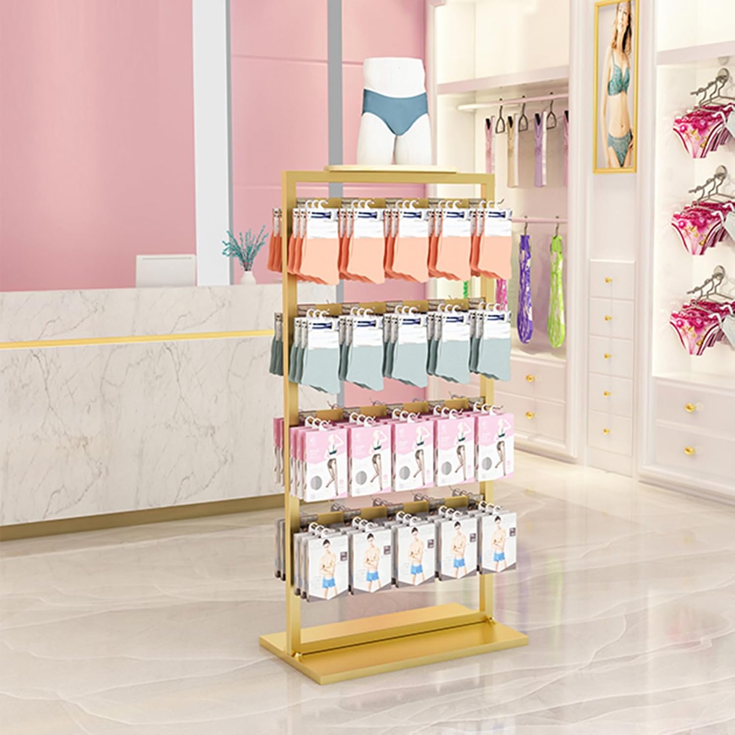 Underwear Display Rack, Commercial Free Standing Hanger for Bikini, Swimwear, Lingerie, Socks, Bra Rack Garment Rack for Clothing Store, Retail Display Rack