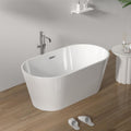 TONA 55' Acrylic Freestanding Bathtub Contemporary Soaking White Tub cUPC Certified, Toe-Tap Chrome Drain & Overflow Assembly Included