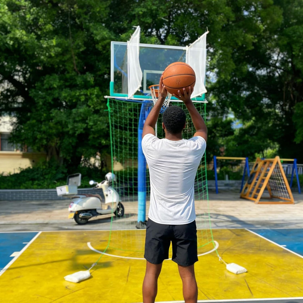 Basketball Return Net, Basketball Backstop Catch Net for Ground & Yard Guard, Training Basketball Rebounder Net for Shooting Practice Hoop Outdoor