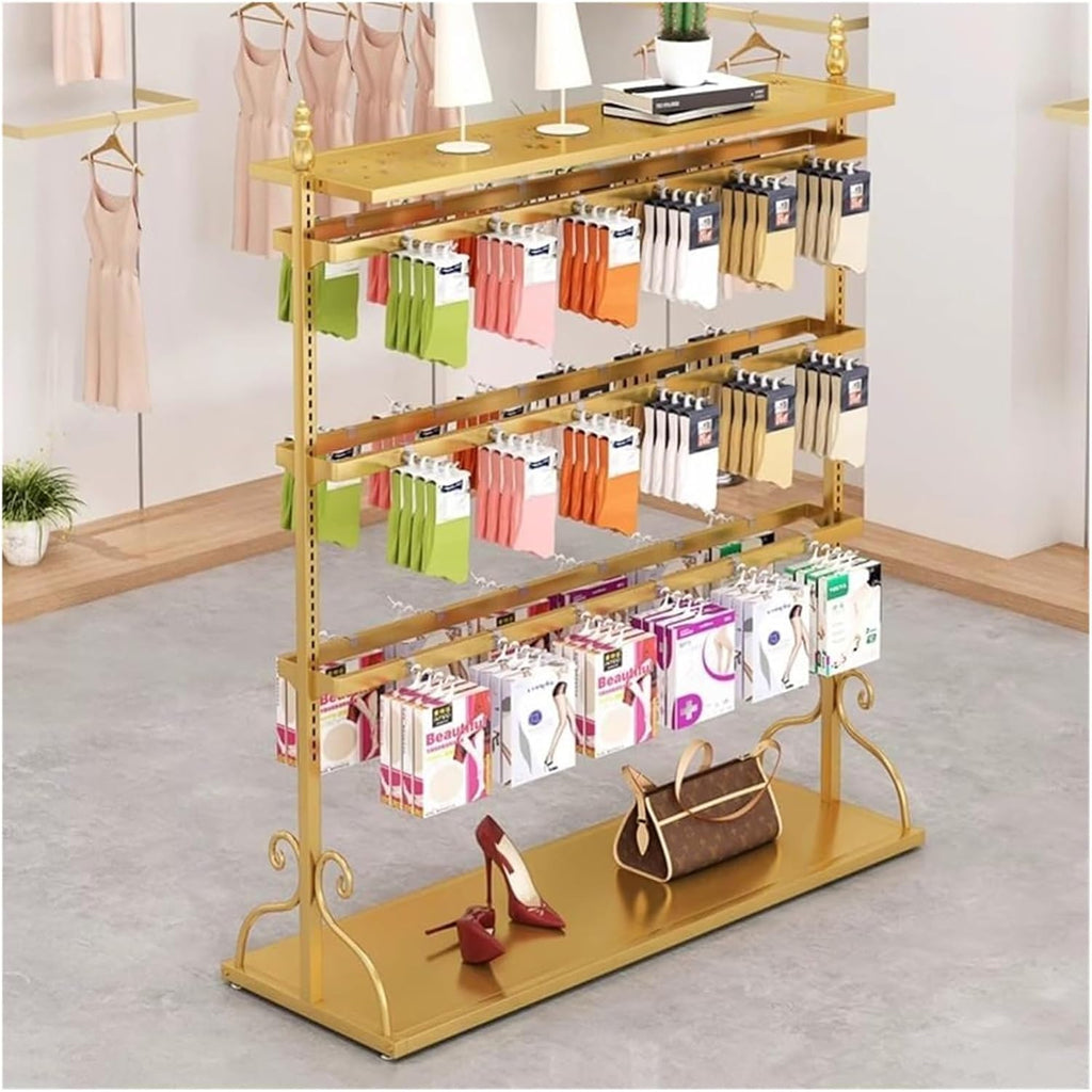 Clothes Rail Garment Rack Metal Underwear Display Stands， Floor Standing Sock Gloves Ornament Organizer Retail Store Metal Hanger Creative Commercial Shelves for Pan
