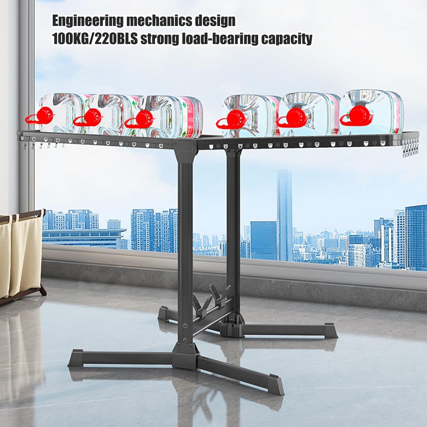 Clothes Drying Rack Laundry Drying Rack Collapsible Portable Drying Rack with Foldable Wings Large Stainless Steel Garment Dryer,Freestanding Washing Machine Organizer,Free of Installation ( Color : B