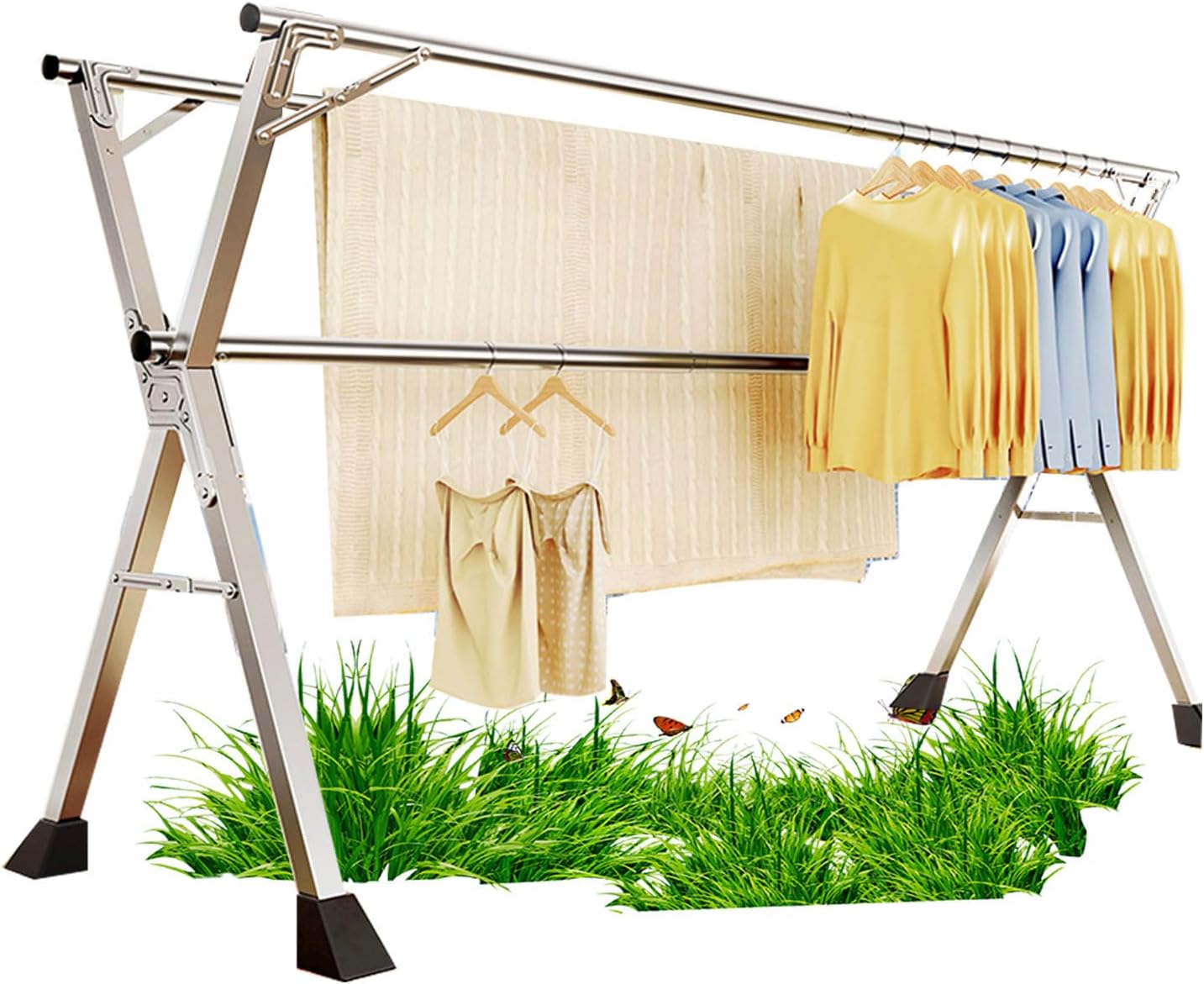 Laundry Room Collapsible Clothes Drying Rack, Drying Rack Clothing Collapsible, Laundry Stand Organizer, Stainless Steel Garment Rack, Racks for Laundry (200cm/79 in)