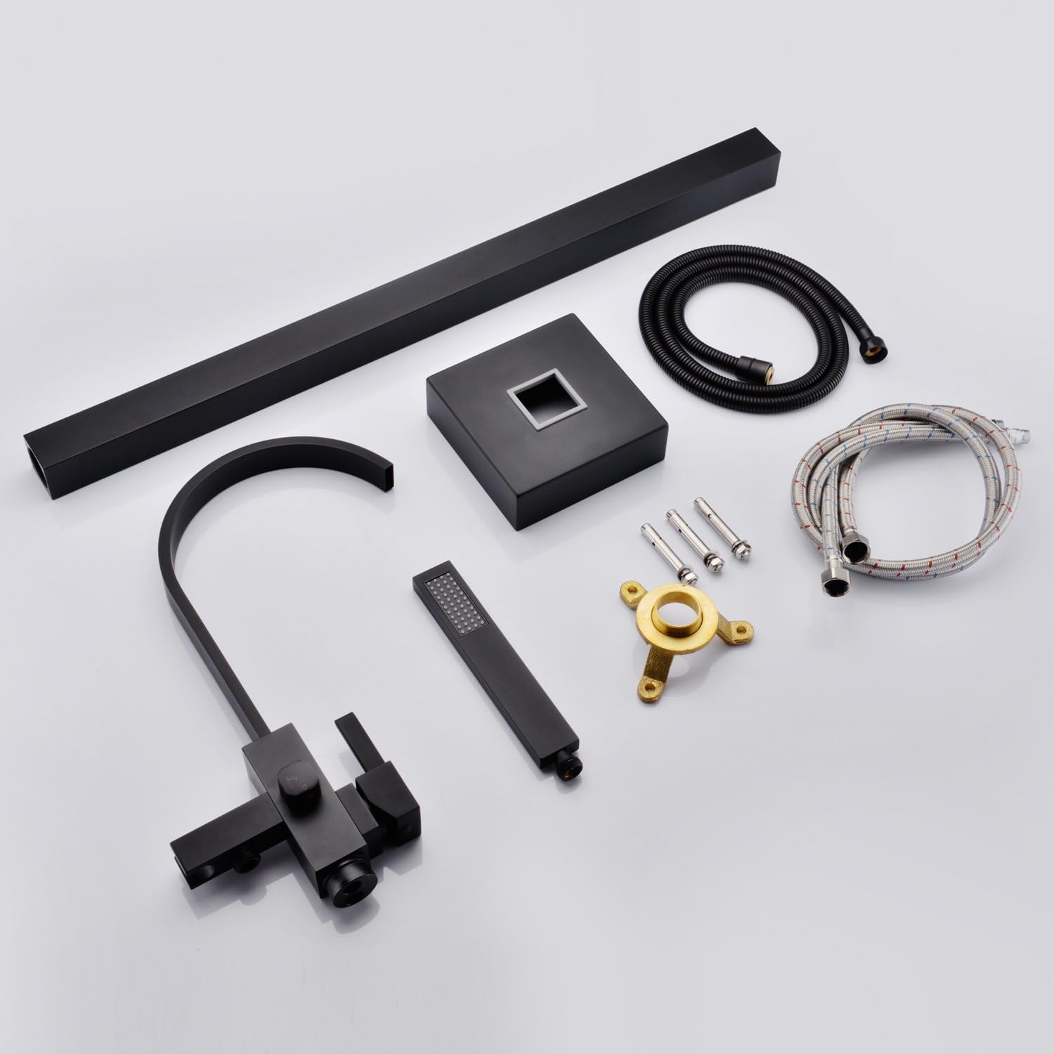 Freestanding Bathtub Faucet Tub Filler Black Floor Mount Single Handle with Hand Shower