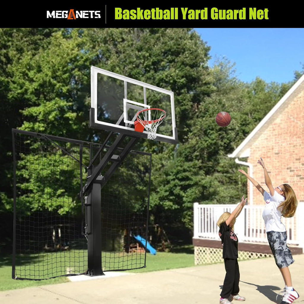 Heavy Duty Basketball Return Net 12FT X 10FT, UV-Resistant Yard Guard Backstop Nets Basketball Return & Defensive Net System, Ball Net Catcher for Square Poles (Fit for 8''x12'' Poles)