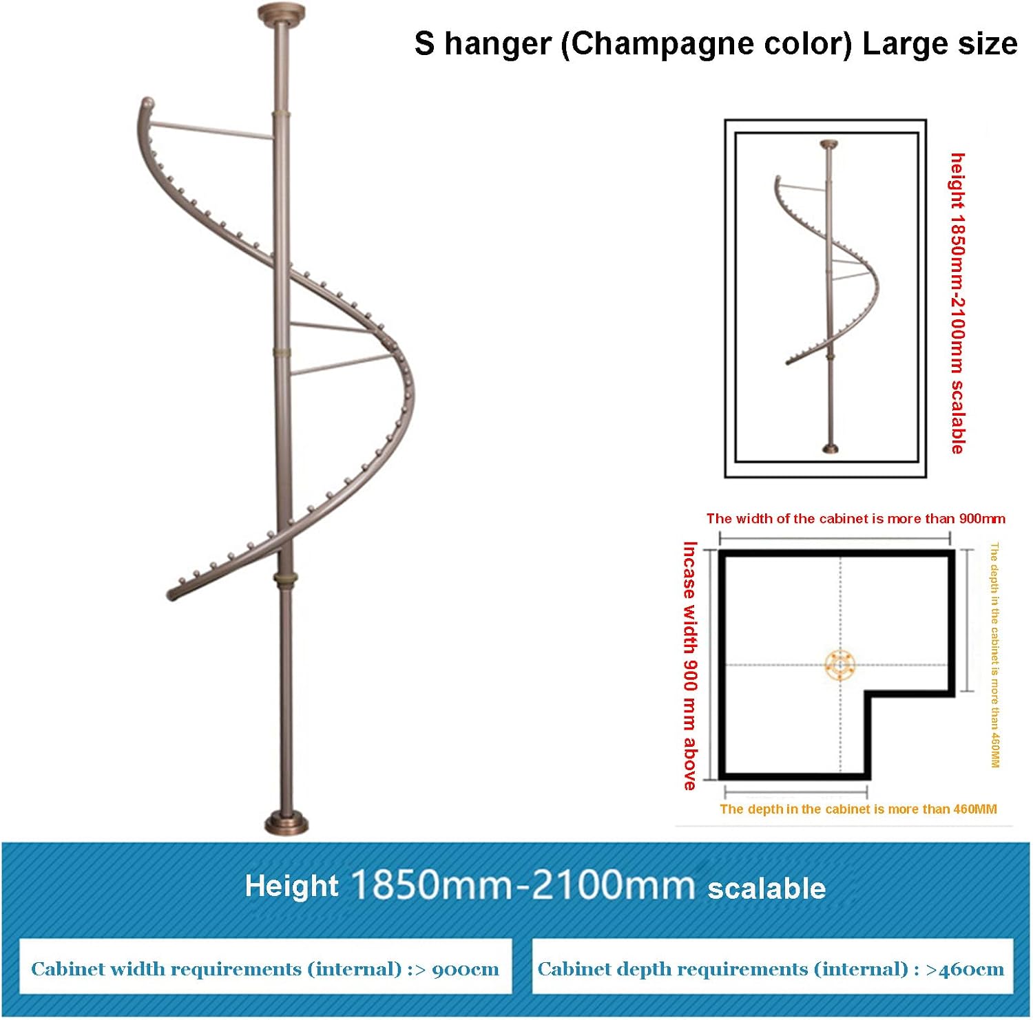 Spiral Rotating Clothing Rack 360° Heavy Duty Garment Rack Standing Metal Sturdy Freestanding Hanger for Wardrobe Storage, Bedrooms, Clothing Shops and Dormitories