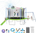 Lyromix 12FT Trampoline with Slide and Swings, ASTM Approved Large Recreational Tranpoline with Sprinkler, Basketball Hoop and Net, Capacity for 5-7 Kids Adults, Green