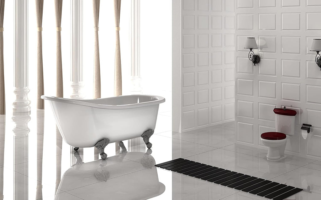 HEATGENE 61 Inches Acrylic Freestanding Bathtub Vintage Bathtub Contemporary Soaking Tub Easy to Install UPC Certified Drain & Overflow Assembly Included
